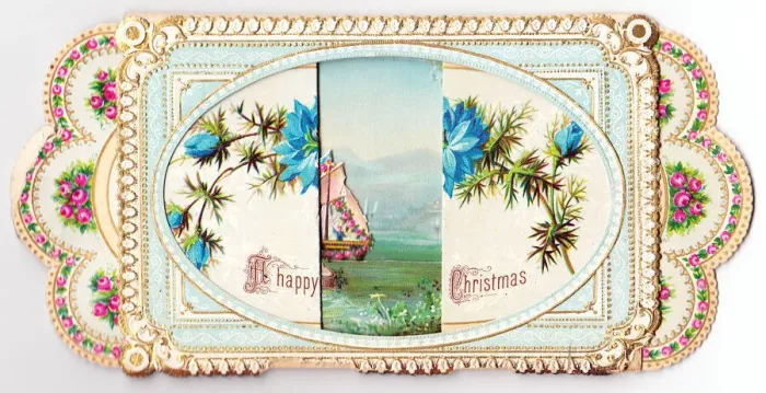 Framed Print : Blue flowers on a Christmas card Framed Print : Blue flowers on a Christmas card