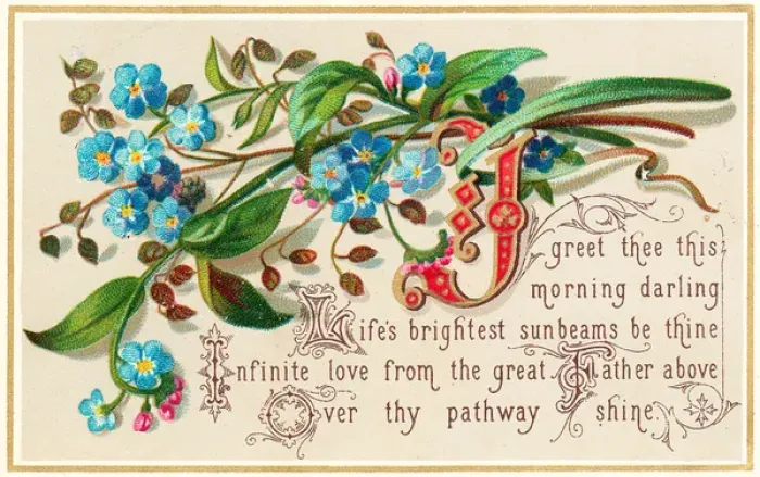 Framed Print : Blue flowers on a religious greetings card Framed Print : Blue flowers on a religious greetings card