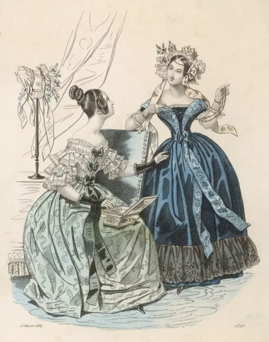 Framed Print : Blue Gowns 1837 Framed Print : Blue Gowns 1837