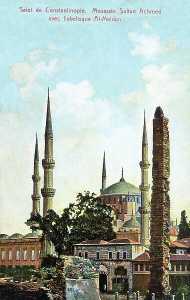 The Blue Mosque and Walled Obelisk, Istanbul, Turkey