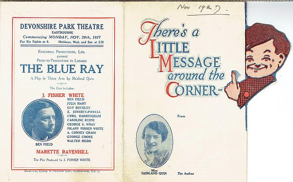 The Blue Ray by Shirland Quin - Flyer, Eastbourne Production