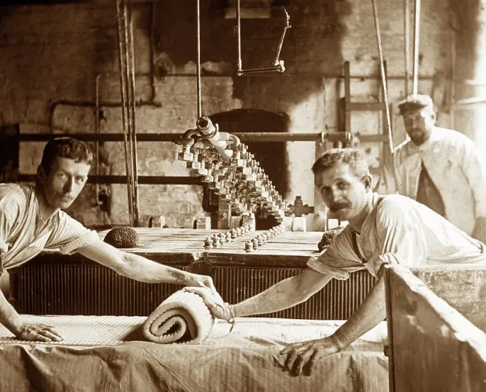 Framed Print : Blunging and pressing clay in a pottery factory Framed Print : Blunging and pressing clay in a pottery factory