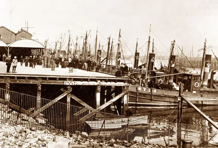 Framed Print : Blyth Fishing Boats early 1900s Framed Print : Blyth Fishing Boats early 1900s