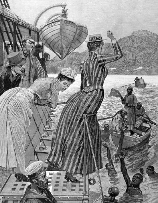 Framed Print : On board a passenger ship, Aden, 1891 Framed Print : On board a passenger ship, Aden, 1891