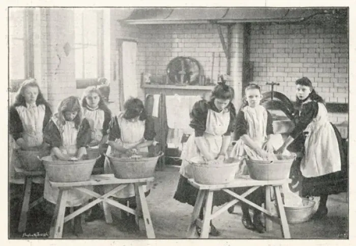 Framed Print : Board School Washing 19C Framed Print : Board School Washing 19C