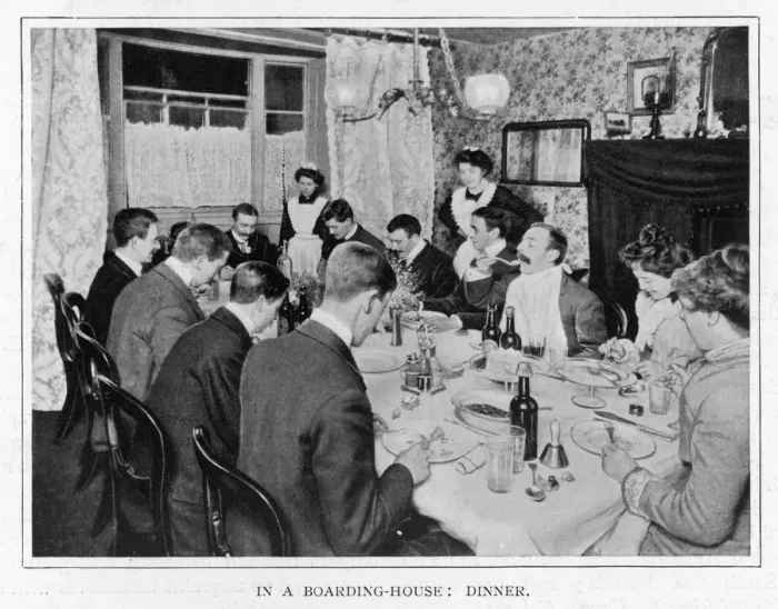 Framed Print : BOARDING HOUSE DINNER Framed Print : BOARDING HOUSE DINNER