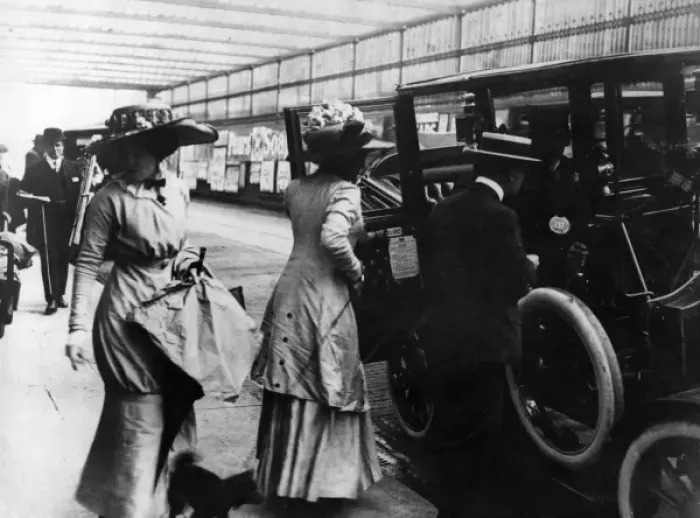 Framed Print : Boarding a Motor Cab Framed Print : Boarding a Motor Cab