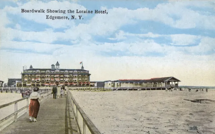 Framed Print : Boardwalk and Lorraine Hotel, Edgemere, New York, USA Framed Print : Boardwalk and Lorraine Hotel, Edgemere, New York, USA