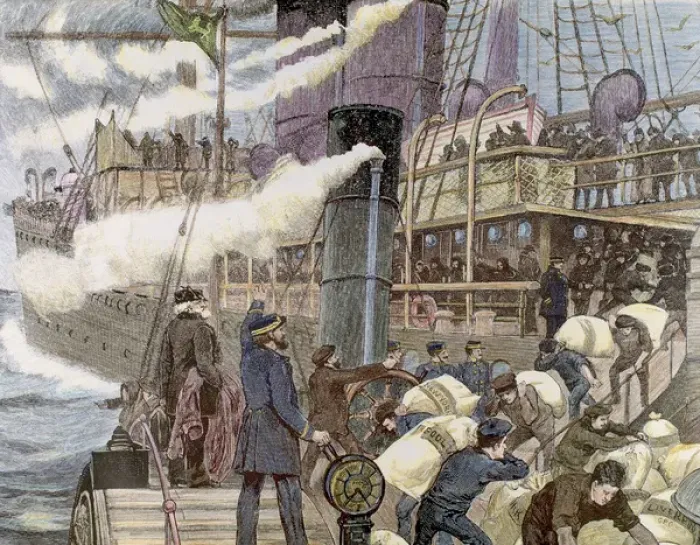 Framed Print : Boat carrying goods in the port of London Framed Print : Boat carrying goods in the port of London