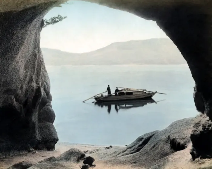 Framed Print : Boat on inland sea, Japan Framed Print : Boat on inland sea, Japan