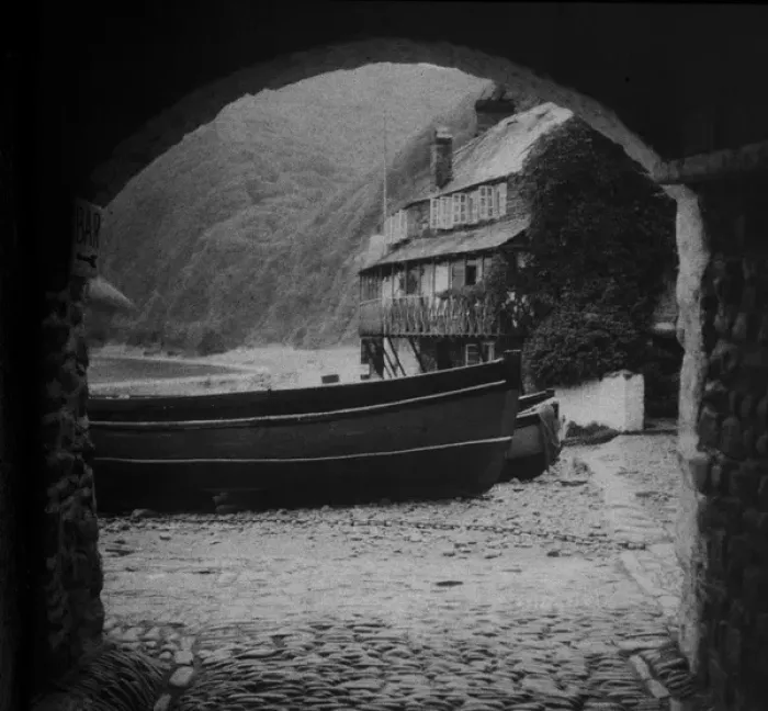 Framed Print : Boat on slipway with cottages Framed Print : Boat on slipway with cottages