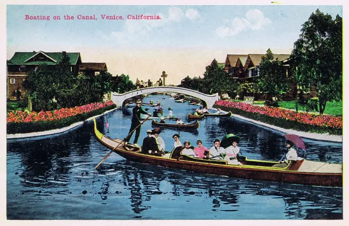 Framed Print : Boating on the Canal at Venice, California Framed Print : Boating on the Canal at Venice, California