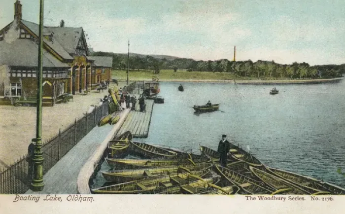 Framed Print : Boating Lake and Boathouse, Oldham, Lancashire Framed Print : Boating Lake and Boathouse, Oldham, Lancashire