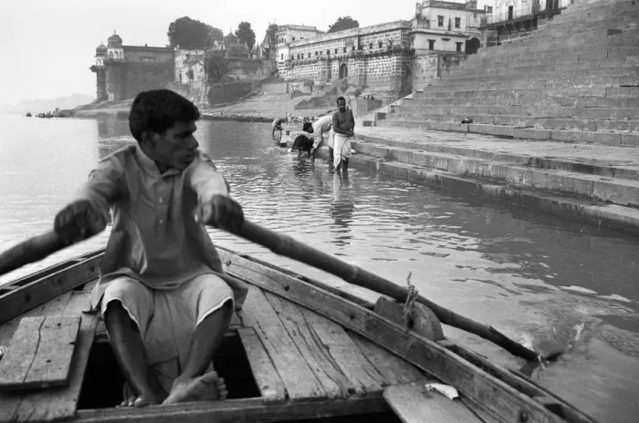 Framed Print : Boatman, Ganges, India Framed Print : Boatman, Ganges, India