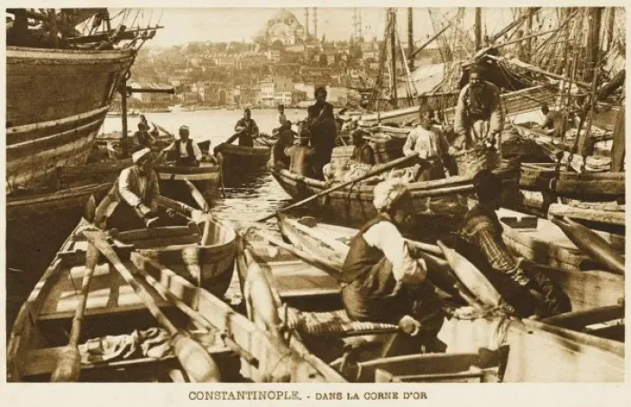 Framed Print : Boatmen on the Golden Horn, Constantinople, Turkey Framed Print : Boatmen on the Golden Horn, Constantinople, Turkey