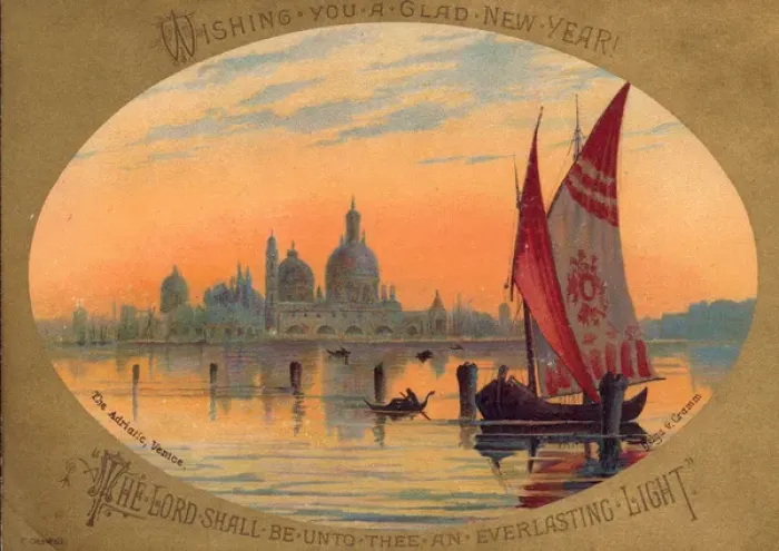 Framed Print : Boats on the Adriatic at Venice on a New Year card Framed Print : Boats on the Adriatic at Venice on a New Year card