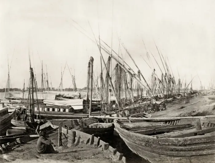 Framed Print : Boats along the banks of the River Nile, Egypt Framed Print : Boats along the banks of the River Nile, Egypt
