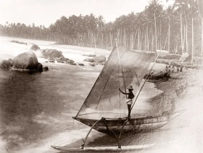 Framed Print : Boats on the beach Ceylon Sri Lanka, c. 1880s Framed Print : Boats on the beach Ceylon Sri Lanka, c. 1880s