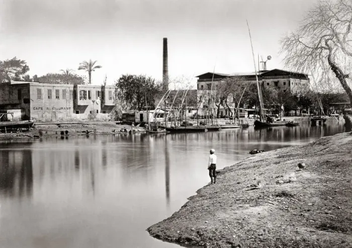 Framed Print : Boats on the canal, Alexandria, Egypt, c. 1880 s Framed Print : Boats on the canal, Alexandria, Egypt, c. 1880 s