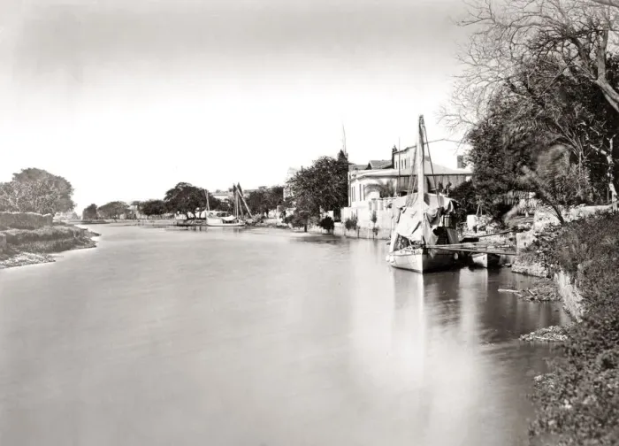 Framed Print : Boats on the canal, Alexandria, Egypt, c. 1880 s Framed Print : Boats on the canal, Alexandria, Egypt, c. 1880 s