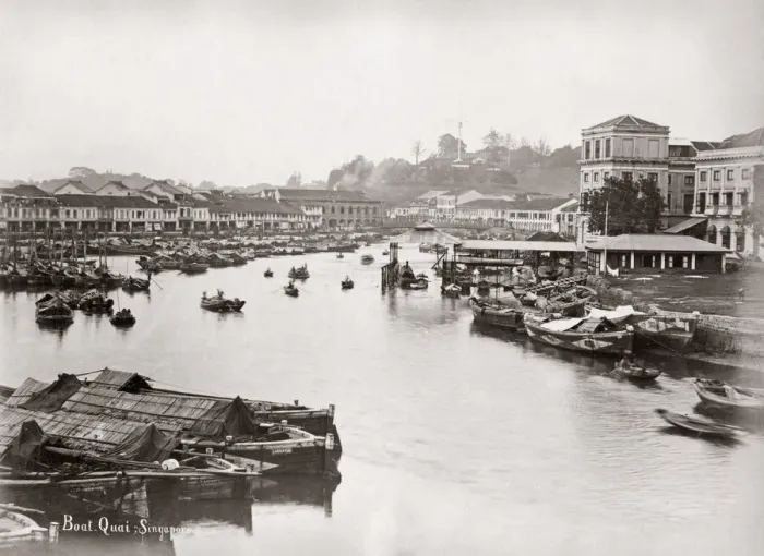 Framed Print : Boats in the harbour, Singapore, c. 1880s Boat Quay Framed Print : Boats in the harbour, Singapore, c. 1880s Boat Quay