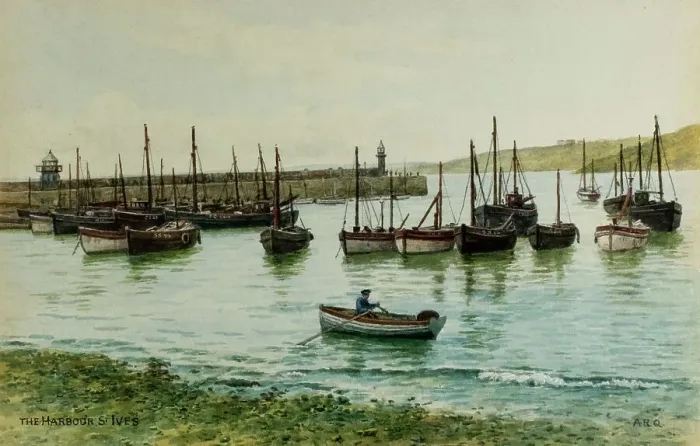 Framed Print : Boats in the Harbour, St Ives, Cornwall