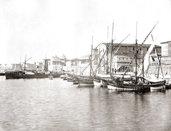 Boats at Livorno, Italy, circa 1880s