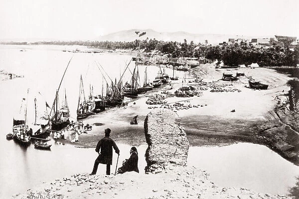 Boats on the Nile at Assouan (Aswan), Egypt 1857