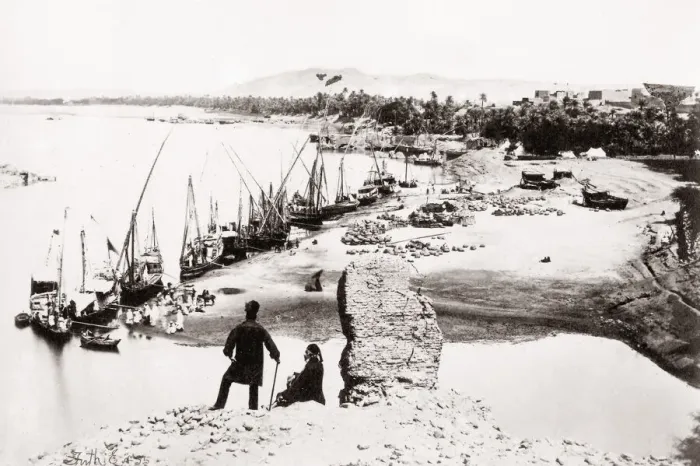 Framed Print : Boats on the Nile at Assouan (Aswan), Egypt 1857 Framed Print : Boats on the Nile at Assouan (Aswan), Egypt 1857