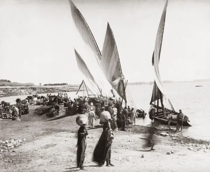Framed Print : Boats on the river Nile, Egypt, c. 1890 s Framed Print : Boats on the river Nile, Egypt, c. 1890 s