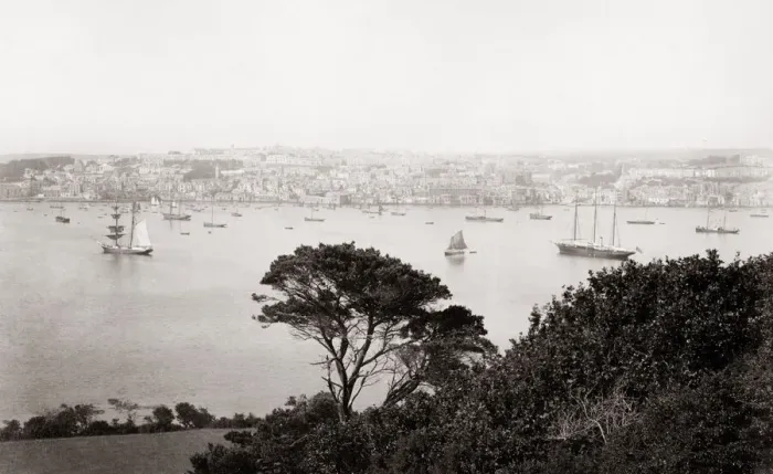Framed Print : Boats and ships, Falmouth Habour, Cornwall, c. 1880 s Framed Print : Boats and ships, Falmouth Habour, Cornwall, c. 1880 s