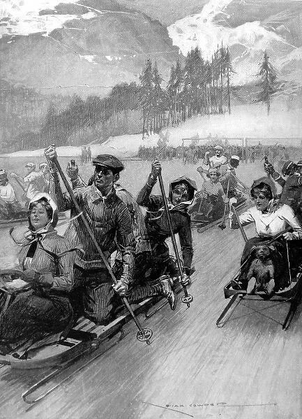Bobsleigh Races on an ice-rink, St. Moritz, 1909