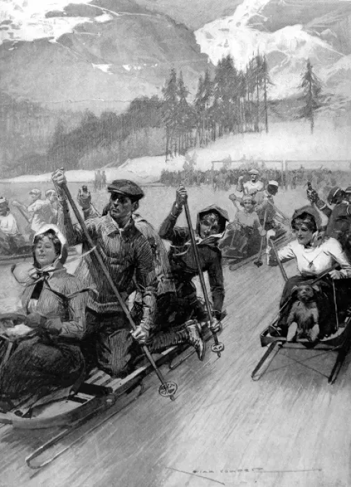 Framed Print : Bobsleigh Races on an ice-rink, St. Moritz, 1909 Framed Print : Bobsleigh Races on an ice-rink, St. Moritz, 1909