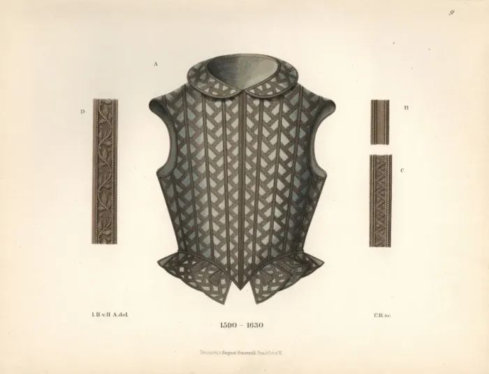 Framed Print : Bodice of a 17th century noblewoman with details Framed Print : Bodice of a 17th century noblewoman with details