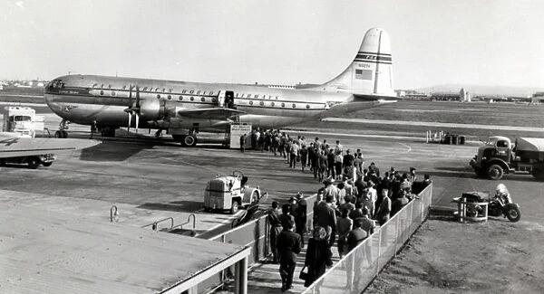 Boeing 377 Stratocruiser of Pan Am at Los Angeles, 1949