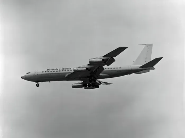 Framed Print : Boeing 707-436 G-APFD British Airtours Heathrow 1974 Framed Print : Boeing 707-436 G-APFD British Airtours Heathrow 1974