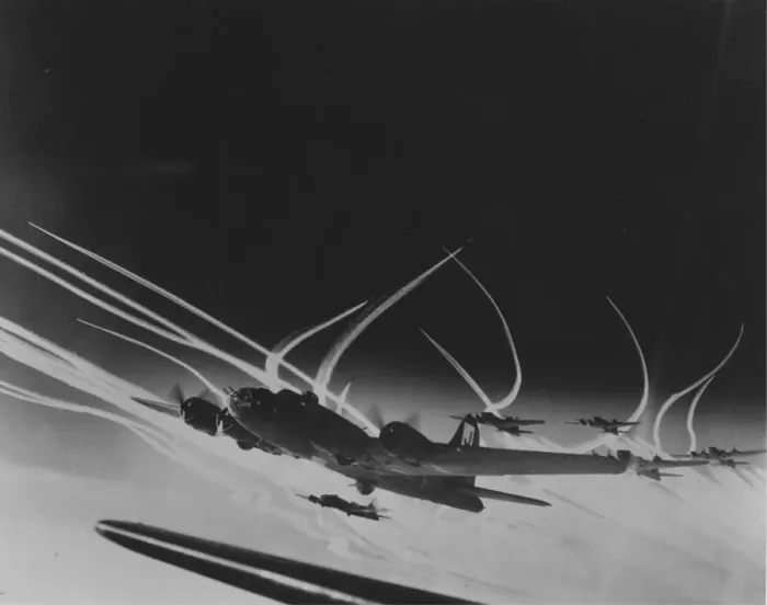 Framed Print : Boeing B-17F formation with escorts Framed Print : Boeing B-17F formation with escorts