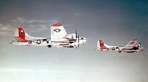 Boeing B-17G Flying Fortresses flying on a mission