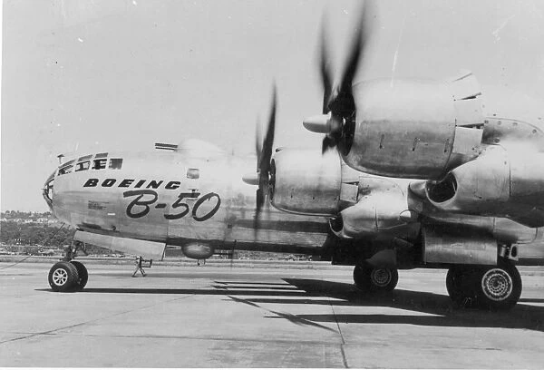 Boeing B-50A running-up on the ramp