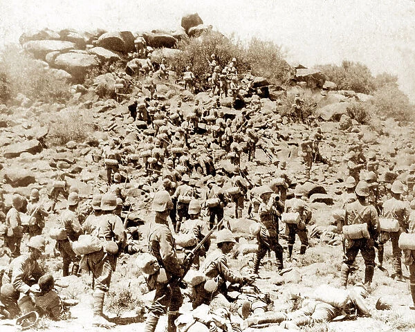 Boer War Suffolk Regiment storming a Kopje near Colesberg