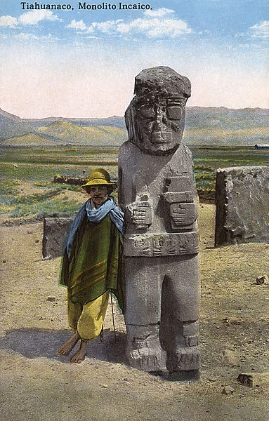 Bolivia, South America - Stone statue at Tiwanaku