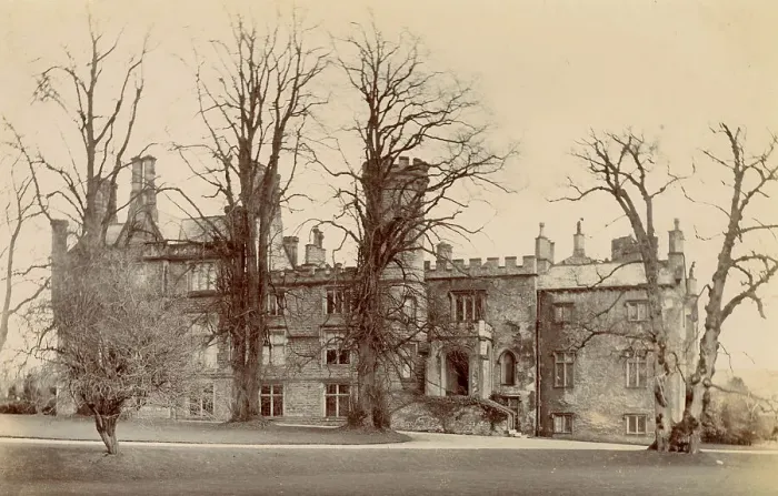 Framed Print : Bollin Tower, Woodbrook Road, Alderley Edge, Cheshire - it was built in 1846 as a Victorian country house, architect John Rogers, now Grade II listed. Date: circa 1889 Framed Print : Bollin Tower, Woodbrook Road, Alderley Edge, Cheshire - it was built in 1846 as a Victorian country house, architect John Rogers, now Grade II listed. Date: circa 1889