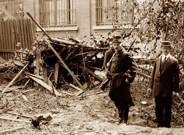 Framed Print : Bomb damage, Antwerp, Belgium, First World War Framed Print : Bomb damage, Antwerp, Belgium, First World War