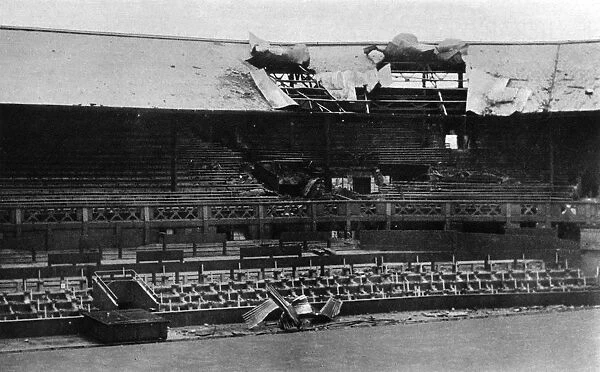Bomb damage to the centre court at Wimbledon