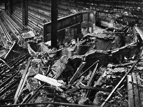 Bomb damage to the centre court at Wimbledon