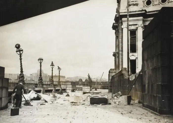Framed Print : Bomb damage by County Hall during the Blitz Framed Print : Bomb damage by County Hall during the Blitz