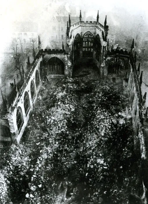 Framed Print : Bomb damage, Coventry Cathedral, WW2 Framed Print : Bomb damage, Coventry Cathedral, WW2