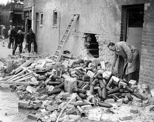 Bomb damage in a London suburb, WW2