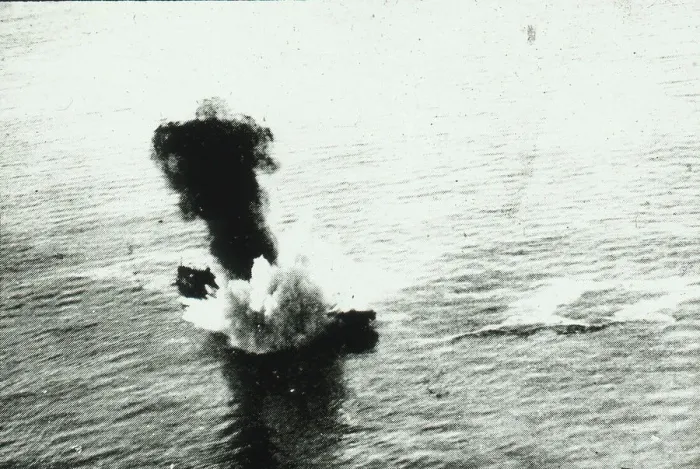 Framed Print : Bomb tests U. S. S. Virginia (1923): ship on fire Framed Print : Bomb tests U. S. S. Virginia (1923): ship on fire