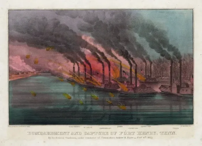 Framed Print : Bombardment and capture of Fort Henry, Tenn. : By the federal Framed Print : Bombardment and capture of Fort Henry, Tenn. : By the federal